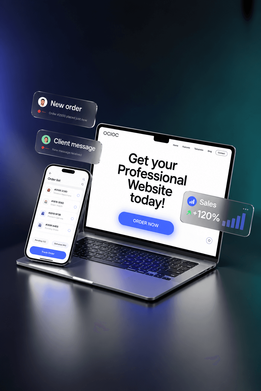 Online commerce platform displayed across devices
