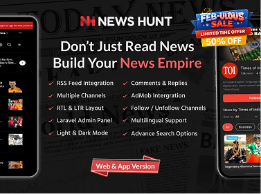 News Hunt - Flutter News app for Android and iOS with Laravel Admin Panel