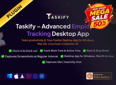 Employee Monitoring - Work, Active, Idle, Break Time & Screenshots - Desktop App Plugin for Taskify