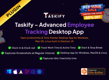 Employee Monitoring - Work, Active, Idle, Break Time & Screenshots - Desktop App Plugin for Taskify