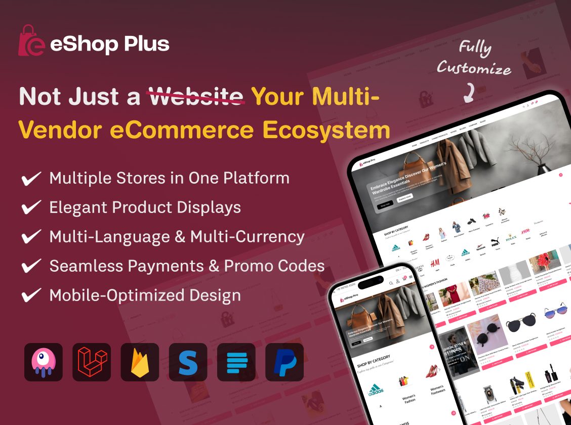 eShop Plus - Multi Vendor eCommerce, Multi Module Website in Laravel