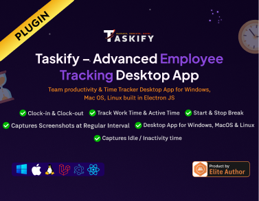 Employee Monitoring - Work, Active, Idle, Break Time & Screenshots - Desktop App Plugin for Taskify
