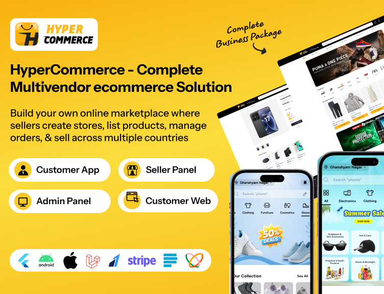 HyperCommerce - Multivendor eCommerce Marketplace - Flutter Apps & Laravel Admin Panel